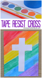 This tape resist Easter cross requires very few materials, is low prep and great for all kids.
