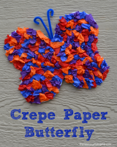This crepe paper butterfly craft is a great spring and summertime craft for kids.