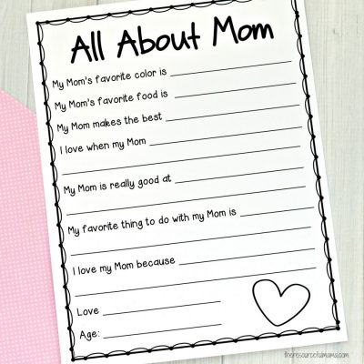 All About Me Mother’s Day Survey {Free Printable for Kids}