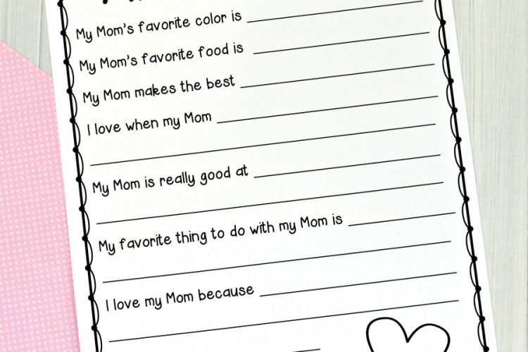 This All Mom Mother's Day Survey makes a great keepsake gift for kids to make for their mom on Mother's Day. Moms will love and treasure their responses.