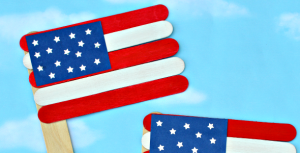 Get ready for the summer holidays with this patriotic American flag craft. It's a great red, white, and blue kid craft for Memorial Day or the 4th of July.