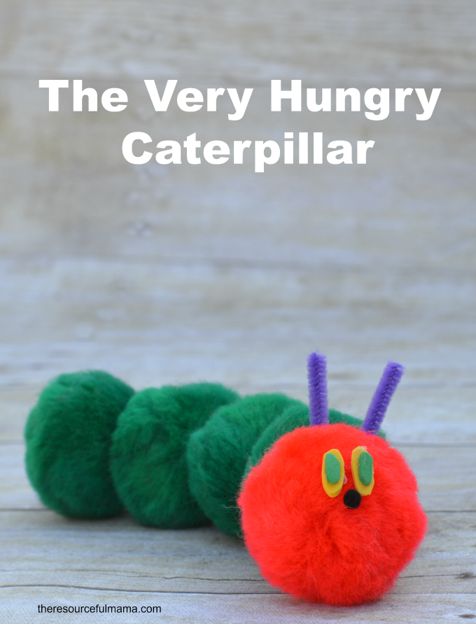 Pom pom kid craft inspired by The Very Hungry Caterpillar