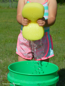 This sponge toss water activity is a great way for kids or adults to cool off this summer. It's super easy and inexpensive to put together and works great for group or family activities.