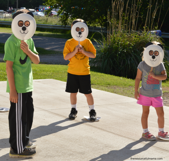 Paper plate panda masks for kids