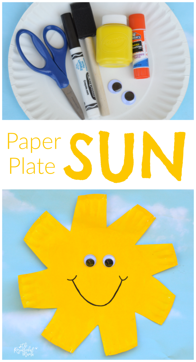 This paper plate sun craft will brighten up your day while strengthen those fine motor skills with scissor cutting practice. kid craft|summer| spring|paper plate craft|preschool|kindergarten