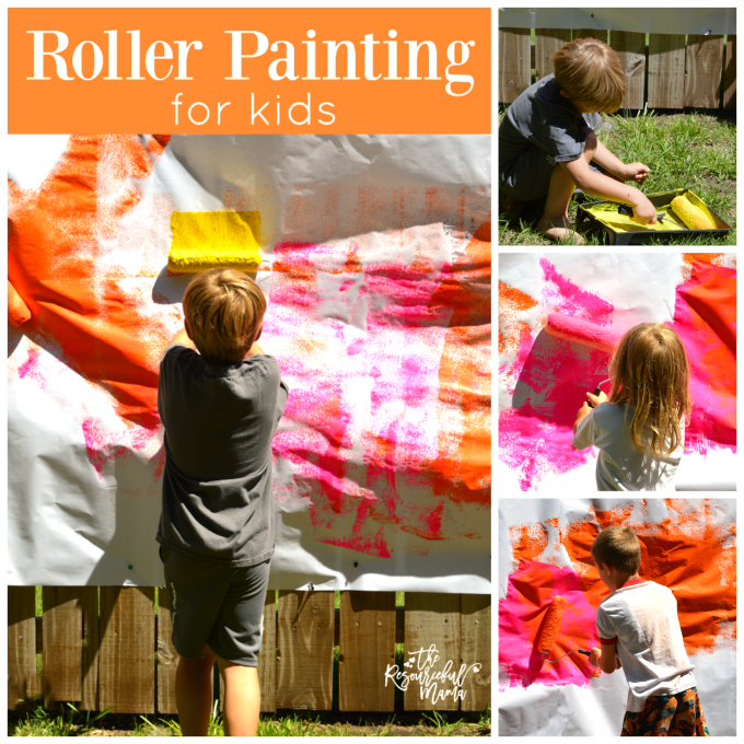 roller painting for kids square collage