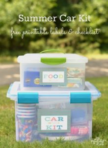 If you’ve got kids, you know that scrapes, messes, cries of I'm hungry and thirsty, and a myriad of other things are bound to happen at some point during the summer months. I like to be prepared as much as possible for whatever may happen while out and about and traveling with this handy car kit. Get a free printable checklist and container labels.