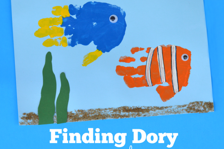Adorable Dory and Nemo handprint fish inspired by Finding Dory kid craft|movie inspired|handprint art|painting