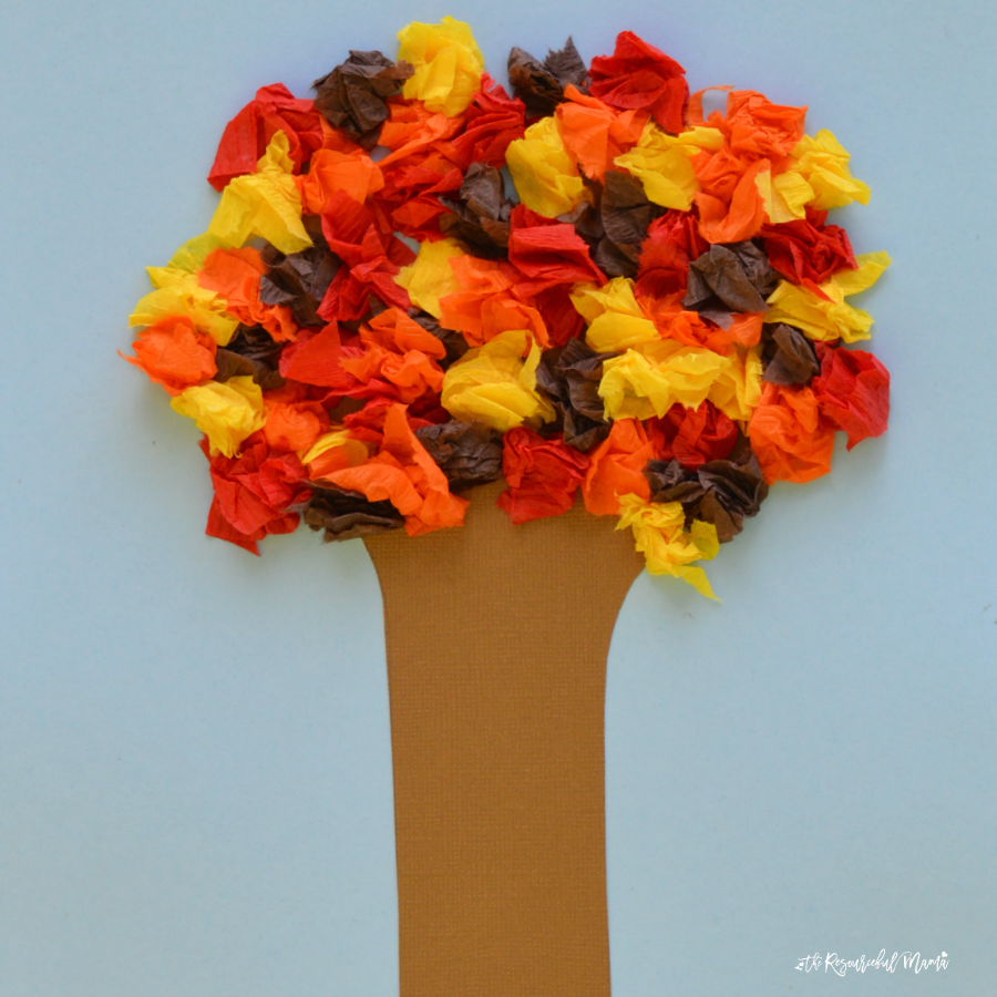 Crepe Paper Fall Tree Craft - The Resourceful Mama