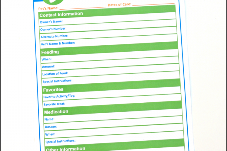 This free printable pet information card is a great way to relay important information to your pet sitter while traveling or in case of an emergency.