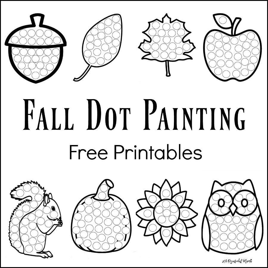 These Fall Dot Painting worksheets are a fun mess free painting activity for young kids that