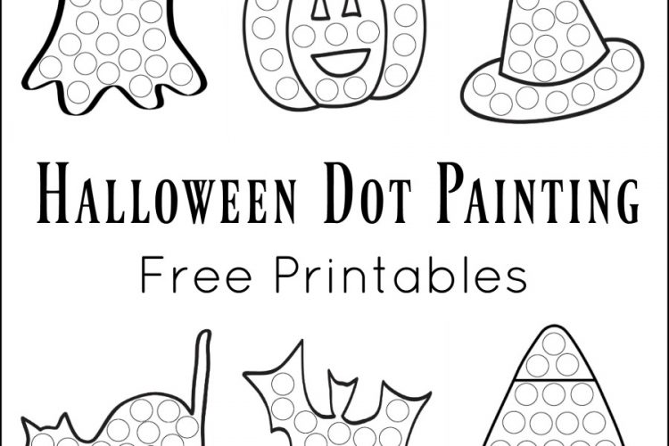 These Halloween Dot Painting worksheets are a fun mess free painting activity for young kids that work on hand-eye coordination and fine motor skills. Grab your free printable now! Toddlers and preschoolers love them. They work great with Do a Dot Markers.