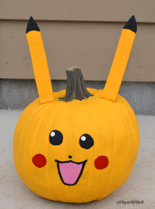 No-carve Poke Ball and Pikachu Pokemon Pumpkins for Halloween.