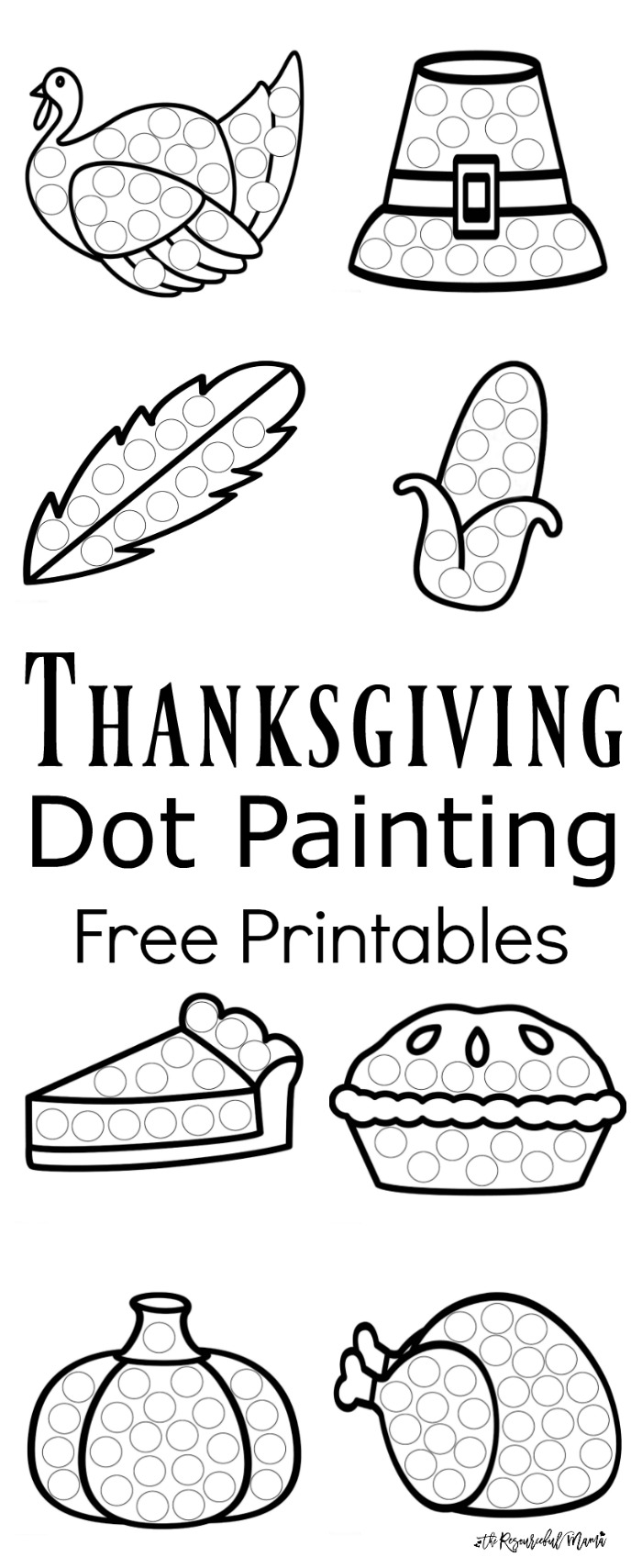 These Thanksgiving Dot Painting worksheets are a fun mess free painting activity for young kids that