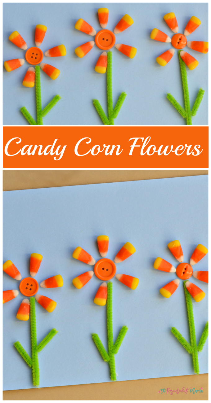 Transform leftover candy corn into a flower craft. fall | Halloween | kids craft 