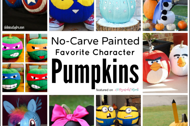Turn your kids' favorite characters into no carve painted character pumpkins for Halloween.