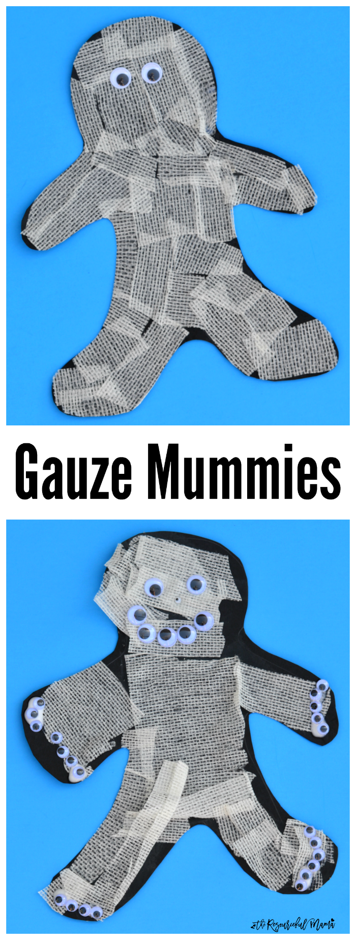 These gauze mummies are simple and fun Halloween craft for kids. 