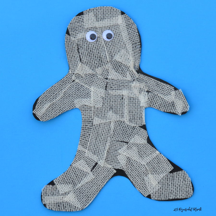 These gauze mummies are simple and fun Halloween craft for kids. 