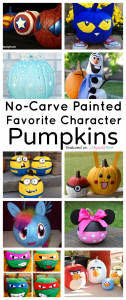Turn your kids' favorite characters into no carve painted character pumpkins for Halloween.
