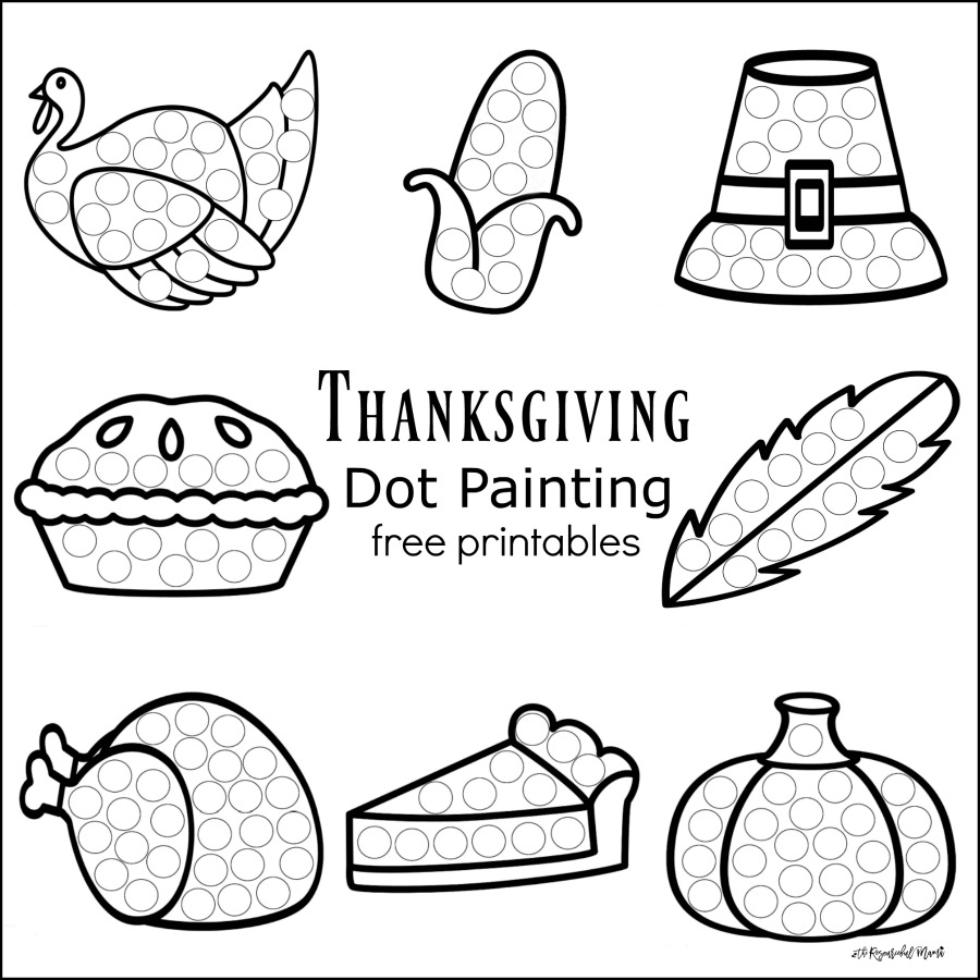 These Thanksgiving Dot Painting worksheets are a fun mess free painting activity for young kids that