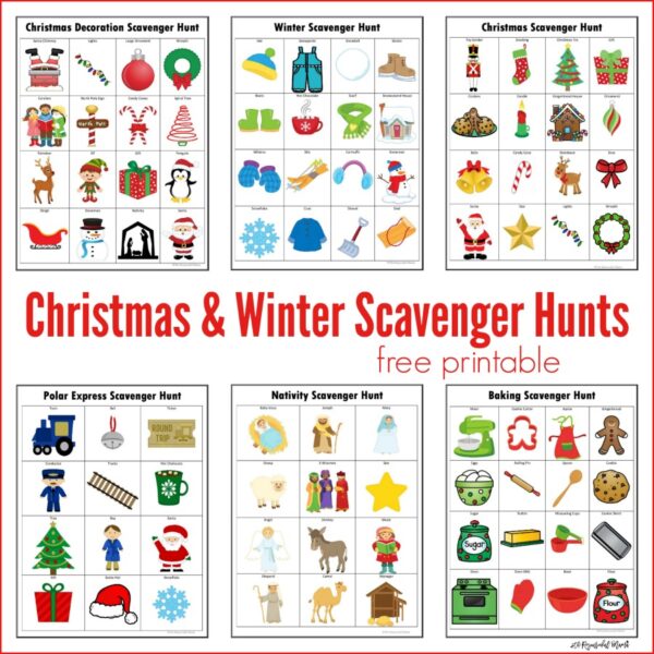 Winter &amp; Christmas Scavenger Hunts {Free Printables} - The Resourceful Mama