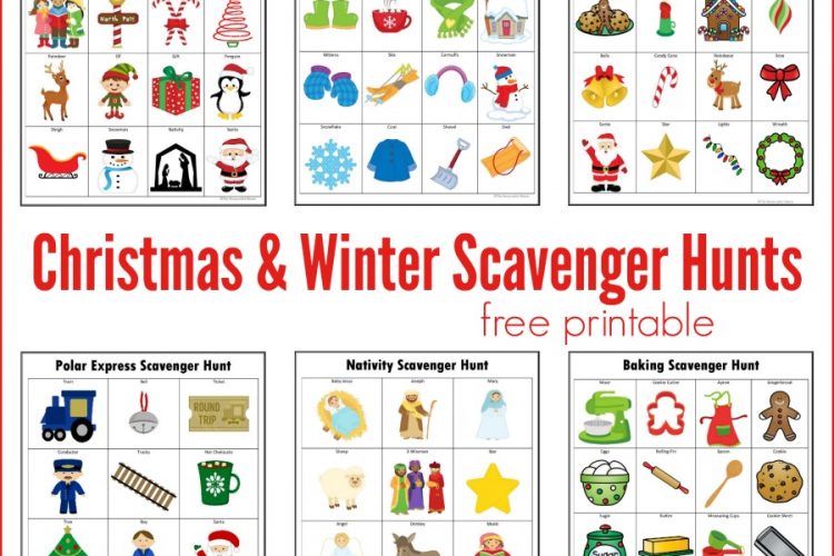 Kids will have a lot of fun doing these winter and Christmas scavenger hunts. FREE PRINTABLE