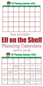 Free printable Elf on the Shelf planning calendars. Blank calendar for you to complete or calendar already filled in with great ideas for your elf. Updated yearly
