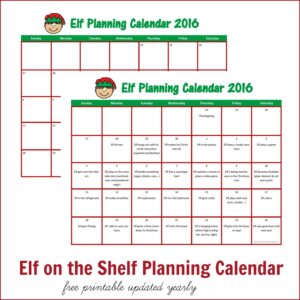 Free printable Elf on the Shelf planning calendars. Blank calendar for you to complete or calendar already filled in with great ideas for your elf. Updated yearly.