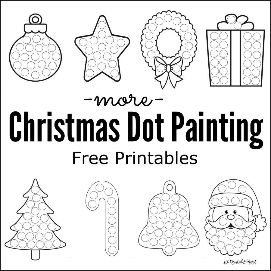 Free printable Christmas dot painting worksheets for kids. These work great with Do a Dot Markers or bingo markers. toddlers | preschoolers | kid activity 