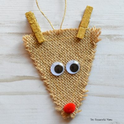 Burlap Reindeer Ornament