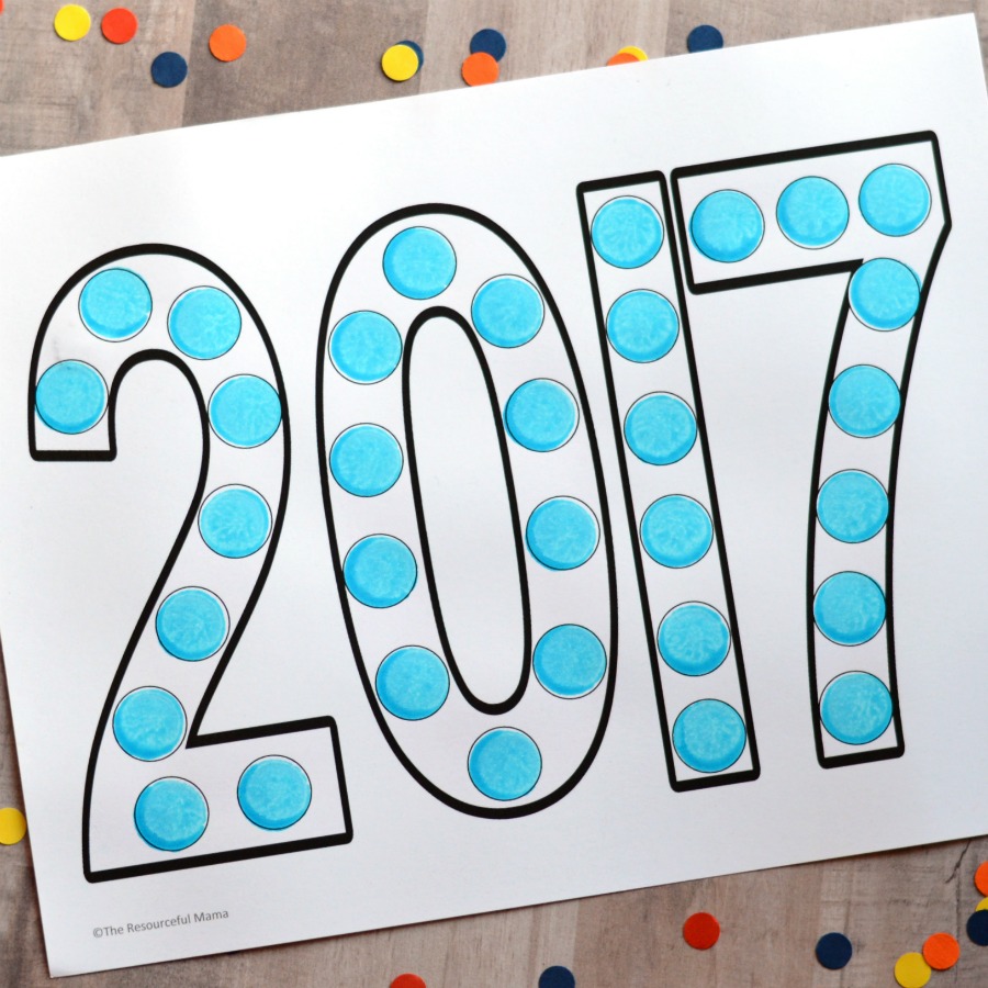 This dot painting activity is a fun way to involve kids in the New Year festivities. Free Printable | Do a Dot | New Year's Eve | Year activity