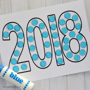 This dot painting activity is a fun way to involve kids in the New Year festivities. Free Printable | Do a Dot | New Year's Eve | Year activity