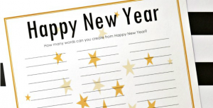 This Happy New Year word puzzle is a fun and entertaining New Year's Eve activity for kids and adults that can easily be turned into a competition or game.