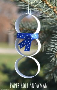 What a great way to reuse toilet paper rolls and paper towel rolls. with this snowman ornament for the Christmas tree.