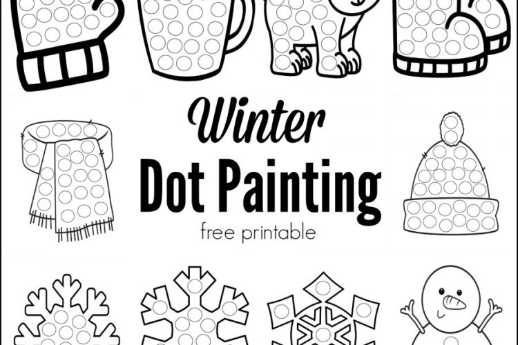 These winter dot painting printables are a great low mess no prep activity for kids this winter. Great boredom buster for kids, toddlers, preschoolers. Do a Dot Markres and bingo daubers work great with these worksheets