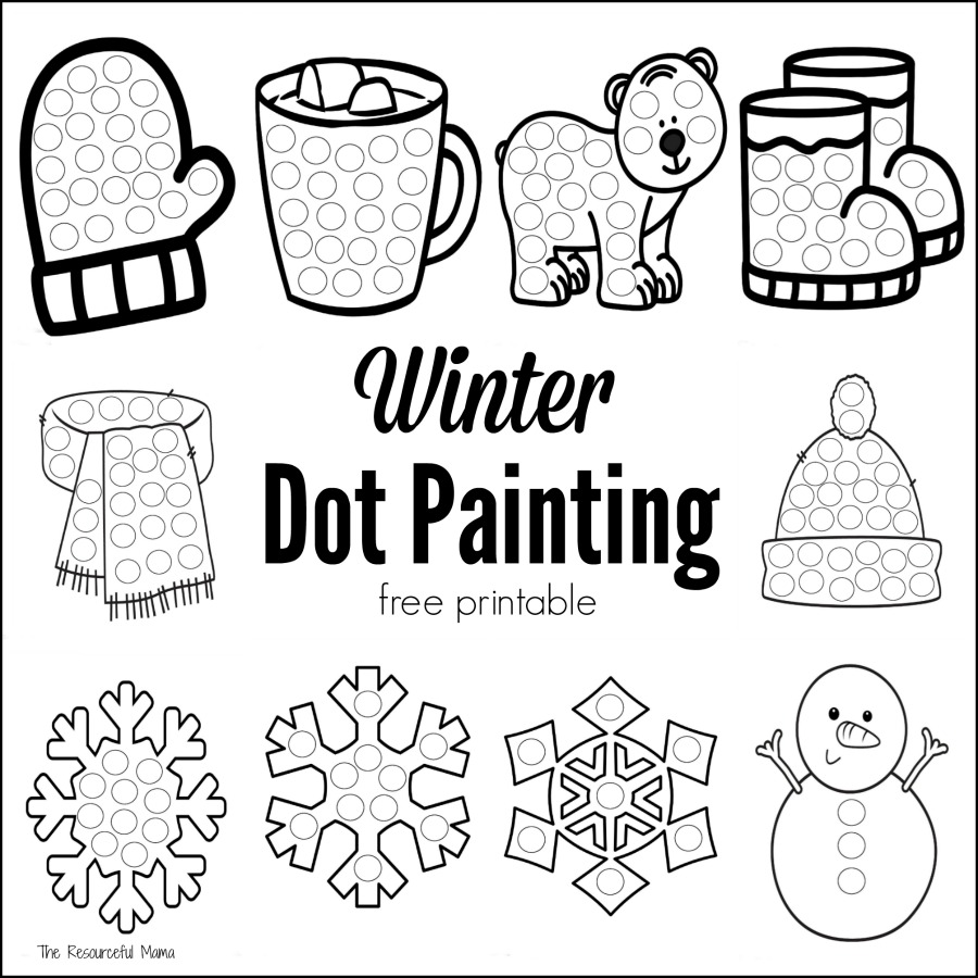 Winter Dot Painting Free Printable The Resourceful Mama