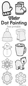 These winter dot painting printables are a great low mess no prep activity for kids this winter. Great boredom buster for kids, toddlers, preschoolers. Do a Dot Markres and bingo daubers work great with these worksheets.