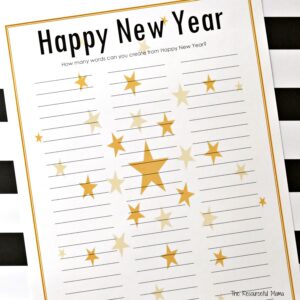 This Happy New Year word puzzle is a fun and entertaining New Year's Eve activity for kids and adults that can easily be turned into a competition or game. 