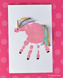 Make an adorable unicorn craft using your child's handprint.