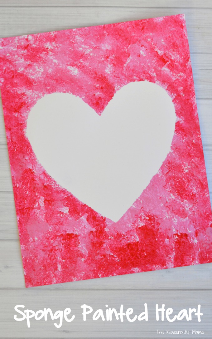 Sponge Painted Hearts Valentine's Day Art Project