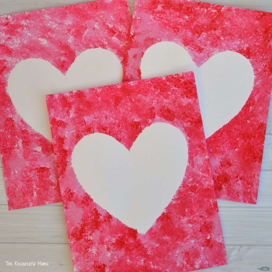 Sponge Painted Hearts Valentine's Day Art Project - The Resourceful Mama