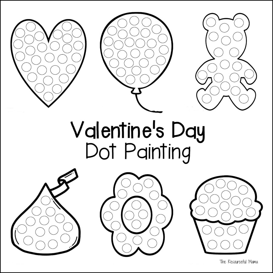 These Valentine s Day dot painting worksheets work great with do a dot markers bingo daubers
