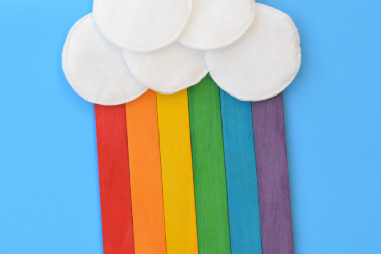 This craft sticks rainbow is a fun craft for kids to make for St. Patrick's Day, spring, summer or letter R.