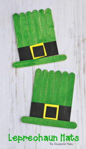 Leprechaun hat craft kids can make for St. Patrick's Day from craft sticks.