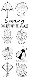 These printable spring do a dot activity worksheets are a fun low prep activity for kids that include everything spring from April showers to May flowers.