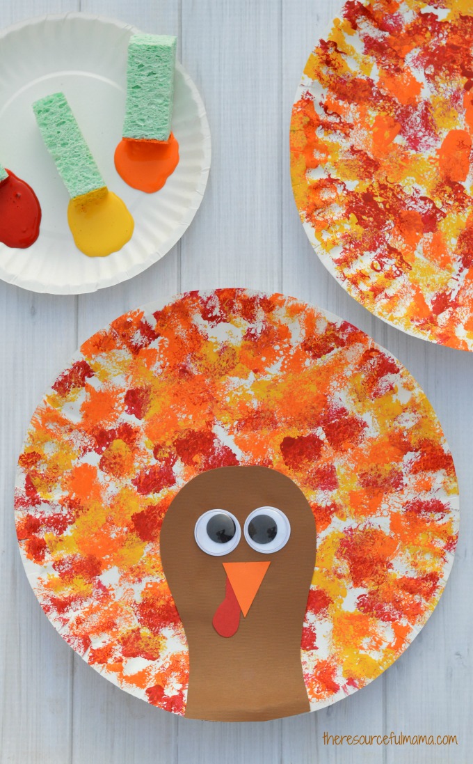 sponge painted turkey - Thanksgiving Activities For Kindergarten