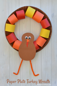 This Paper Plate Turkey Wreath is a fun kid craft and decoration for Thanksgiving.