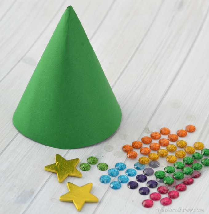 This Paper Cone Christmas Tree Kid Craft added some dimension to our crafting and resulted in a lovely kid made Christmas decoration.  