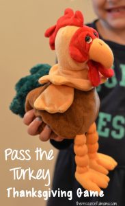 Pass the Turkey, a take on Hot Potato, is a super fun, low prep game for Thanksgiving that will get everyone moving and laughing. 