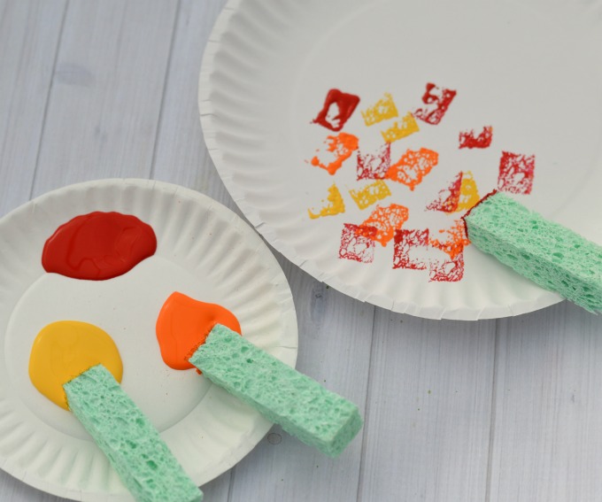 This Thanksgiving Turkey Craft uses a fun sponge painting technique on paper plates for the turkey's feathers that kids will love. 